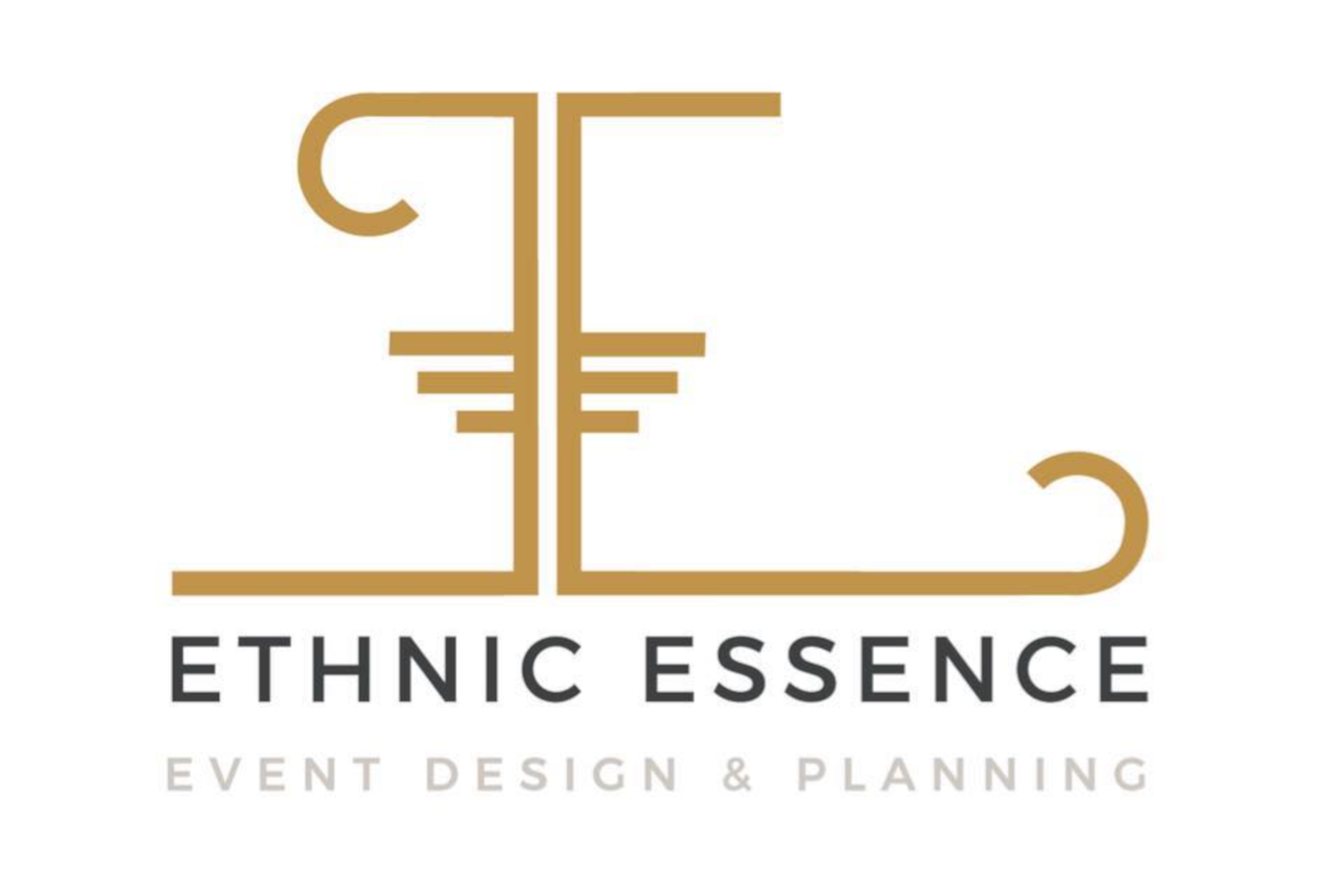 Ethnic Essence Event Design & Planning Logo with gold accent design