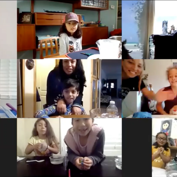 Virtual classroom grid of students and instructors participating in virtual field trip
