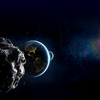Asteroid in front of Earth with Moon and Sun in Asteroid Hunters 3D