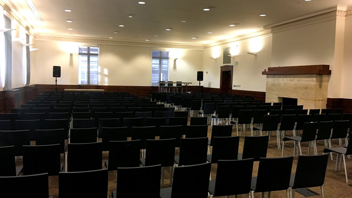 MUSES Room set theater style facing small offset stage
