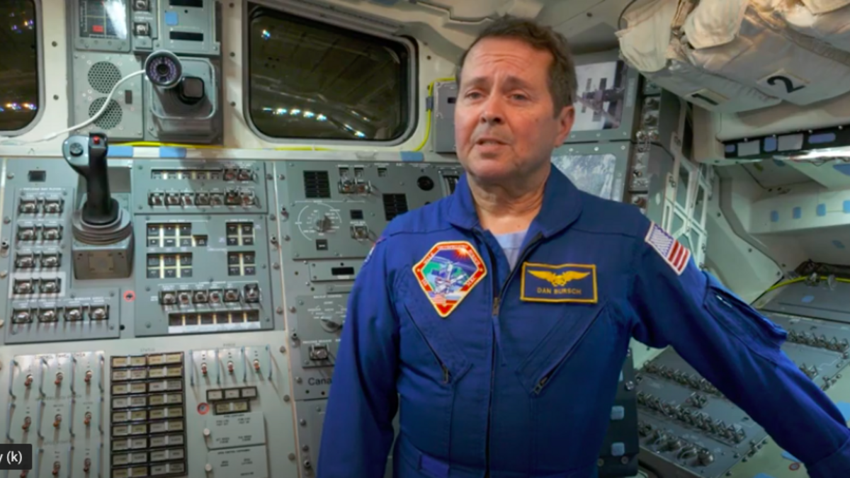 Astronaut Dan Bursch inside space shuttle Endeavour