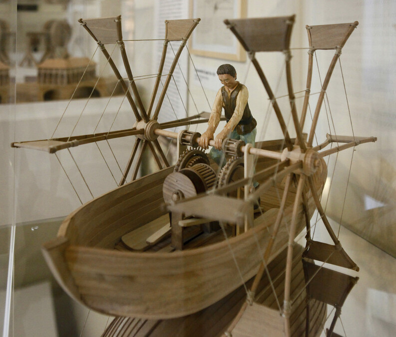 Paddle boat designed by Leonardo Da Vinci.