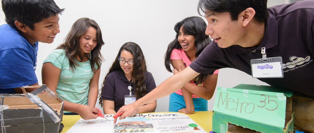 Group of middle school aged youth participating in a program with Teen Intern instructors